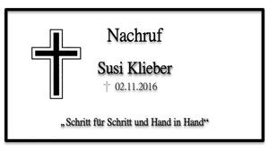 Der Sängerbund trauert um Susi Klieber †