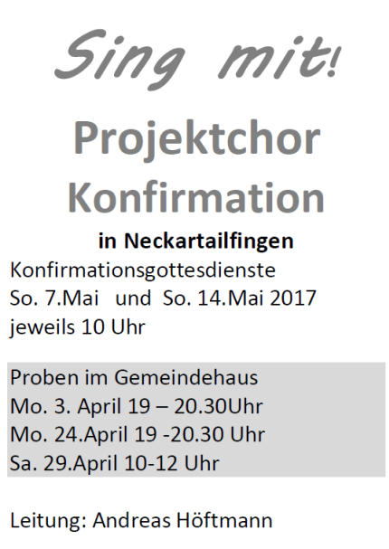 Sing mit Projektchor zur Konfirmation